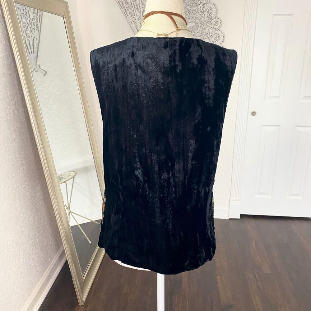Access Indian Rayon Boho Witchy Whimsygoth Crushed Velvet Tapestry Vest M - Picture 5 of 6
